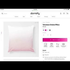 Velveteen Ombré Pillow Light Pink from Dormify